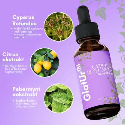 GlatUr™ | Naturlig hårvæksthæmmer med Cyperus Rotundus | Giver glattere hud uden stubbe og jordbærhud
