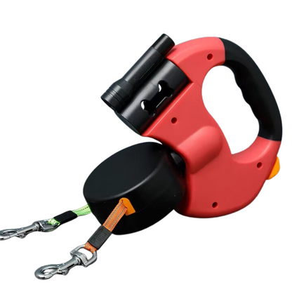 DogFri™ - DoubleLeash: LED-Lys Dobbelt Hoved Indtrækkelig Hundesnor
