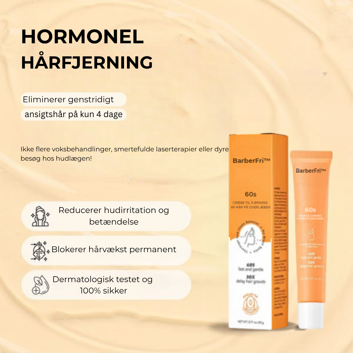 BarberFri™ - Stopper op til 97 % af hormonel hårvækst ved roden – på bare 4 dage!
