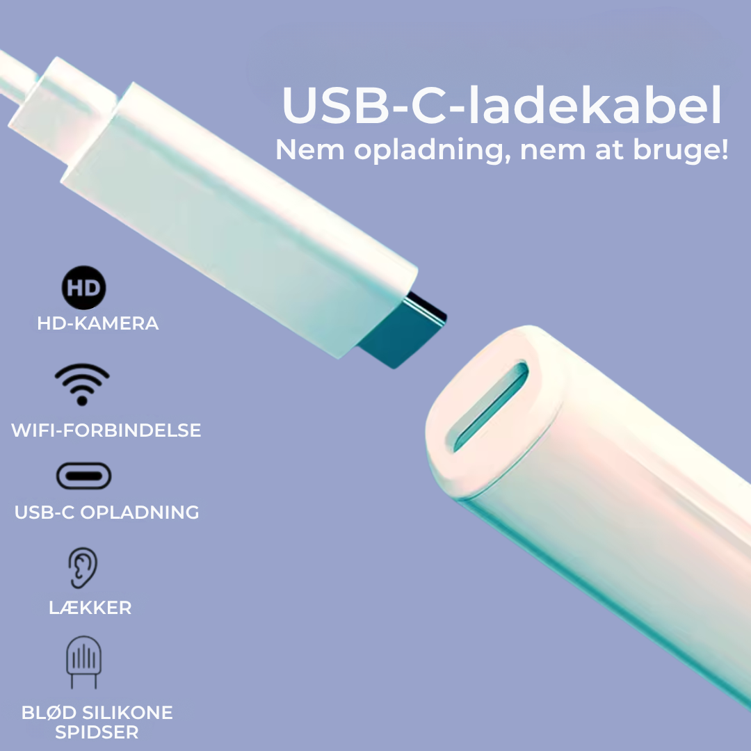 ØrevoksFri™ Kamera | Elektronisk ørevoks fjerner med kamera | Opløser og fjerner ørevoks hurtigt og skånsomt