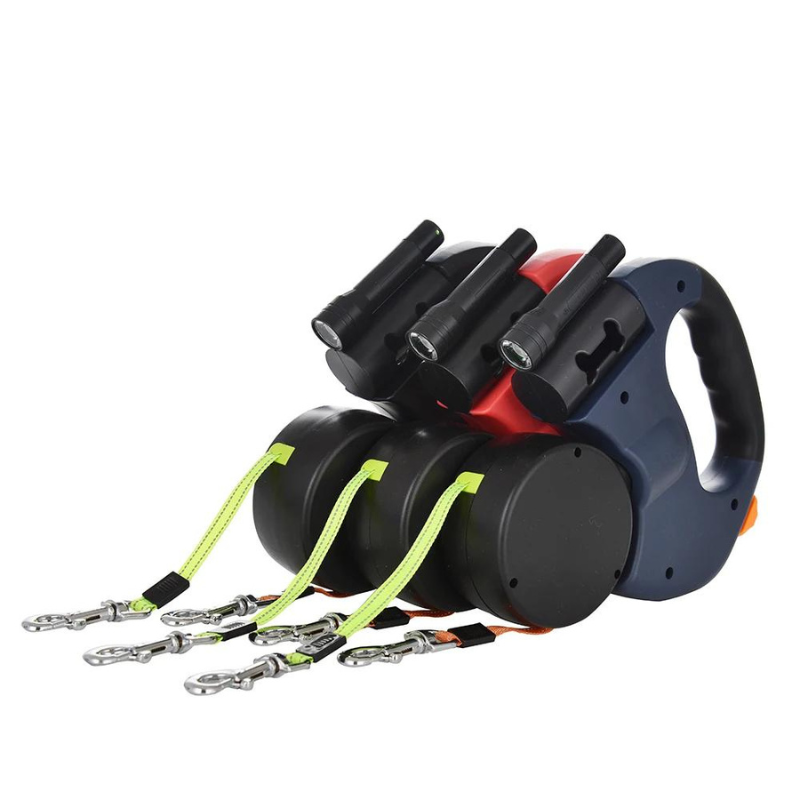 DogFri™ - DoubleLeash: LED-Lys Dobbelt Hoved Indtrækkelig Hundesnor