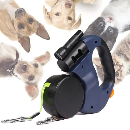 DogFri™ - DoubleLeash: LED-Lys Dobbelt Hoved Indtrækkelig Hundesnor