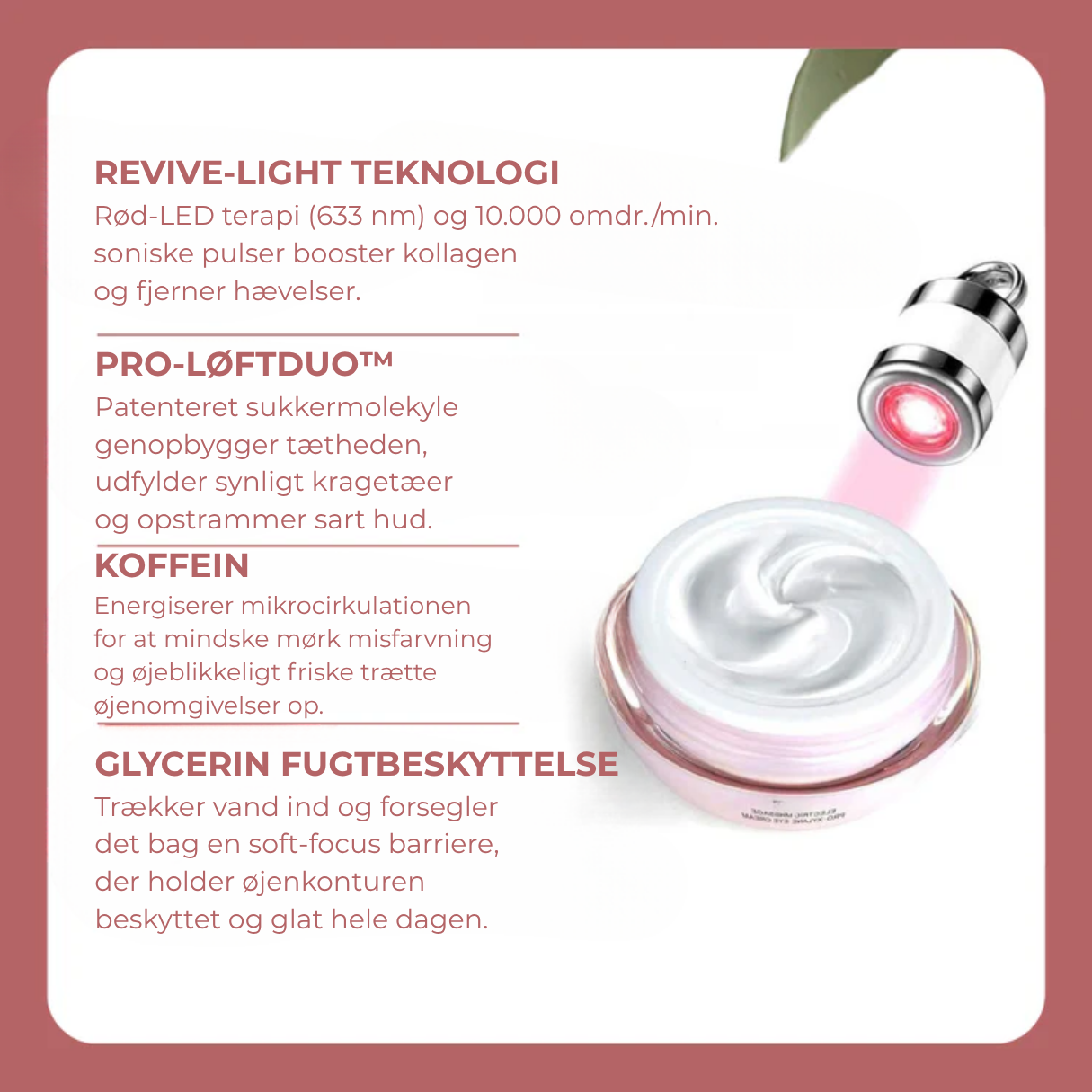LøftDuo™ - Opstrammer både øjne og hals – med rød LED, sonisk massage og kølende roller for synligt glattere, yngre hud på få minutter