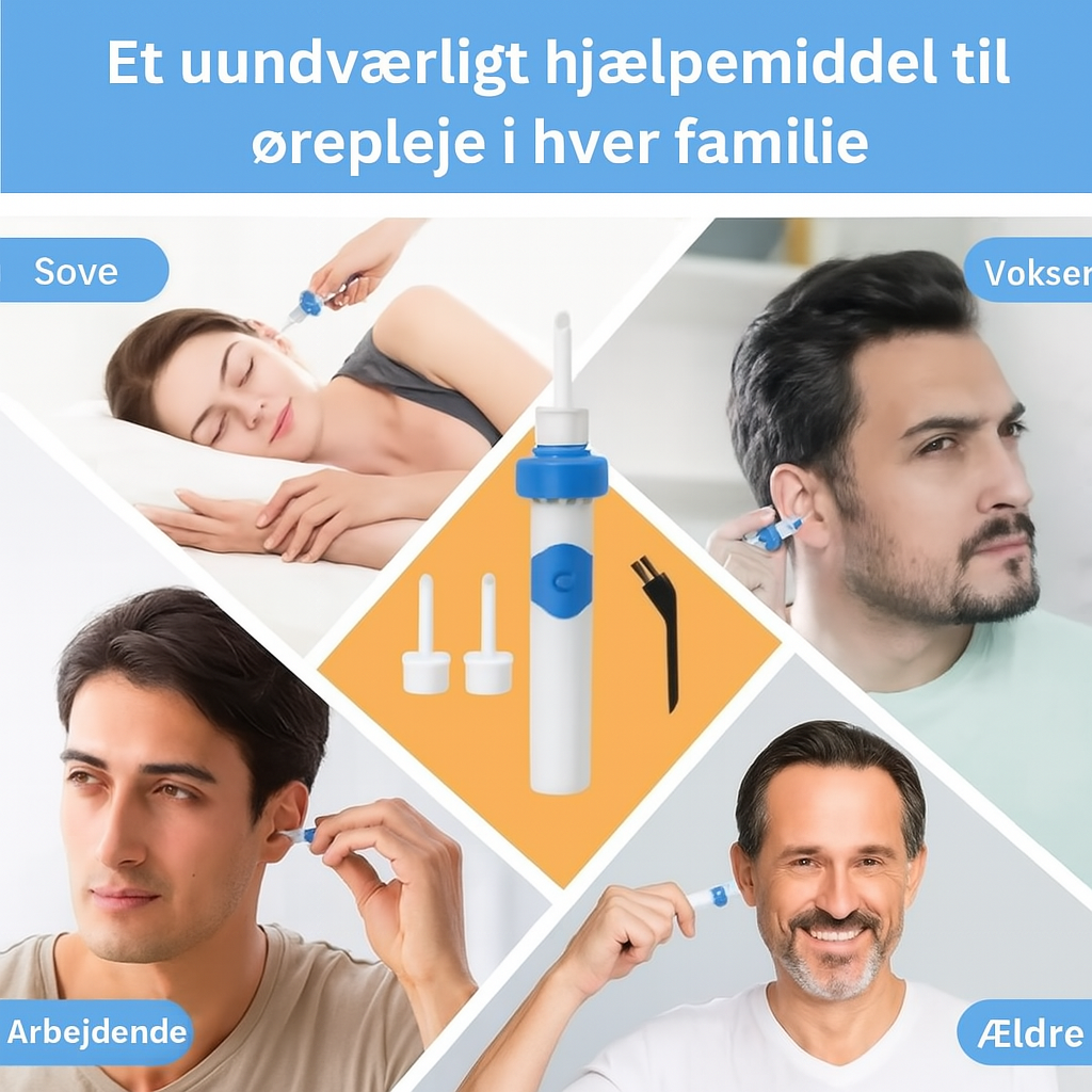 ØrevoksEase™ | Trådløs ørevoks fjerner | Blød og effektiv løsning til rens af øre