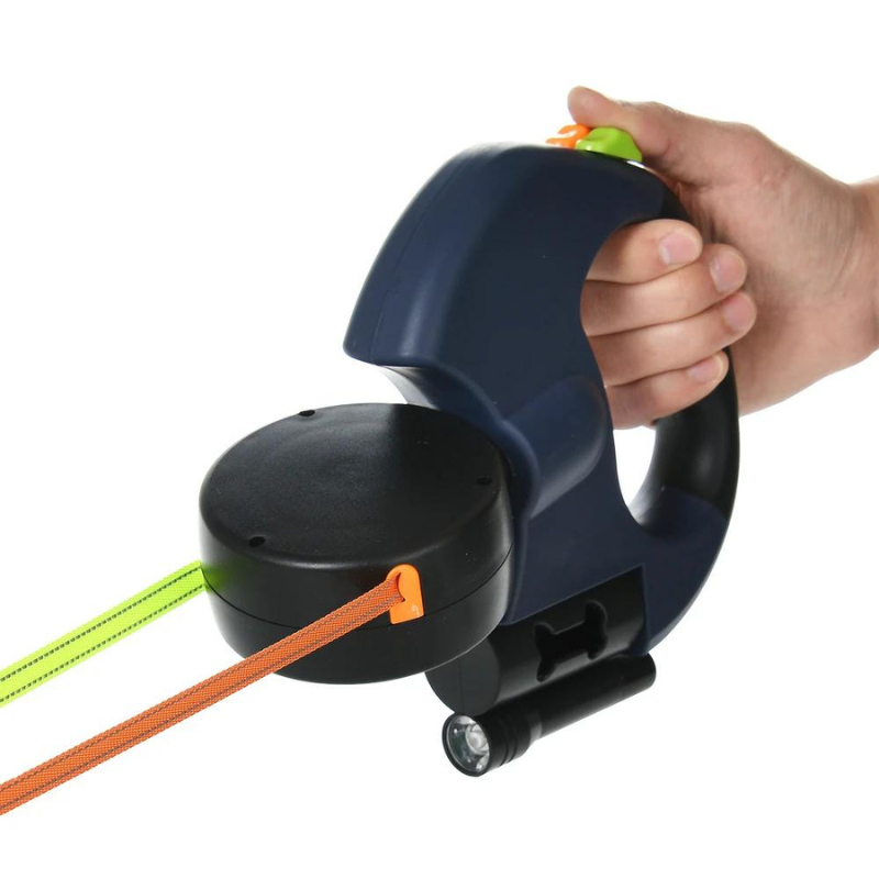 DogFri™ - DoubleLeash: LED-Lys Dobbelt Hoved Indtrækkelig Hundesnor