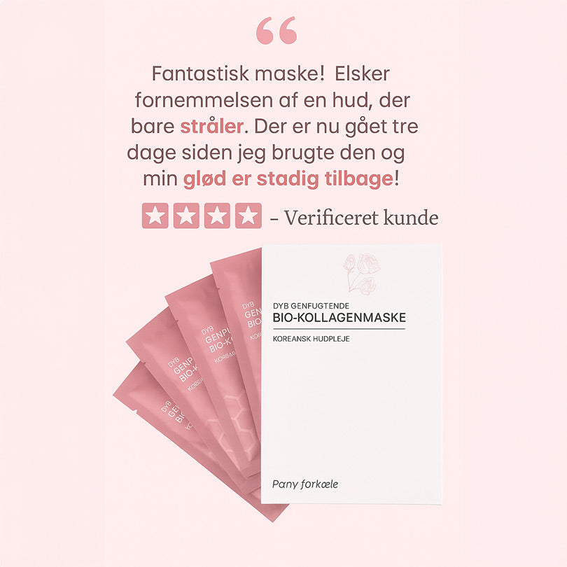 KlarHud™ | Bio-kollagen ansigtsmaske | Giver dyb fugt og en glat, ungdommelig hud