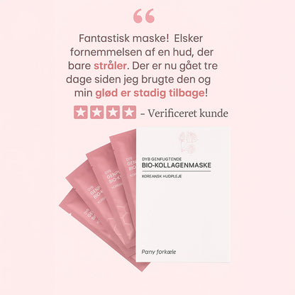 KlarHud™ | Bio-kollagen ansigtsmaske | Giver dyb fugt og en glat, ungdommelig hud