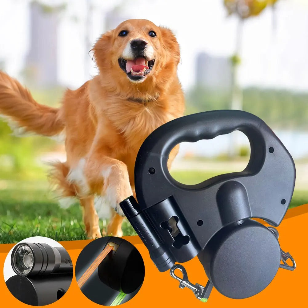 DogFri™ - DoubleLeash: LED-Lys Dobbelt Hoved Indtrækkelig Hundesnor