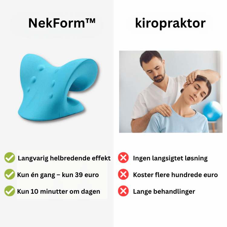 NekForm™ – Ergonomisk støtte og stræk, lindrer spændinger og giver afslapning i nakken.