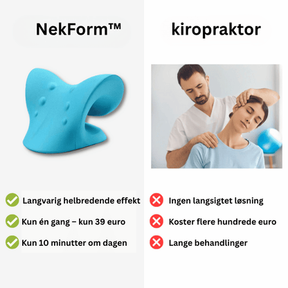 NekForm™ – Ergonomisk støtte og stræk, lindrer spændinger og giver afslapning i nakken.