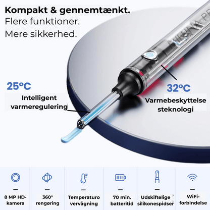 ØreLys™ Kamera | Ørevoks fjerner med lys og kamera | Gør rens af øre mere sikker, præcis og effektiv