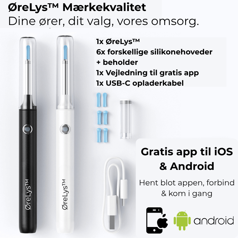 ØreLys™ Kamera | Ørevoks fjerner med lys og kamera | Gør rens af øre mere sikker, præcis og effektiv