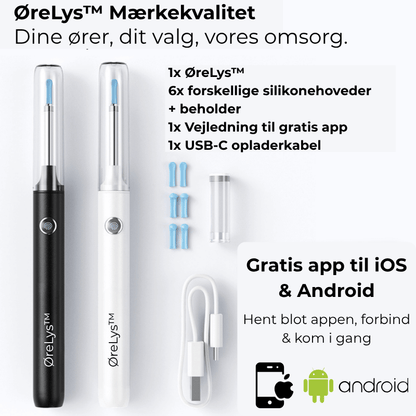 ØreLys™ Kamera | Ørevoks fjerner med lys og kamera | Gør rens af øre mere sikker, præcis og effektiv